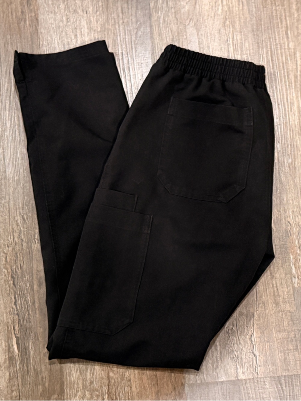 Figs Black Elastic-Waist Cargo Jogger Scrub Pants